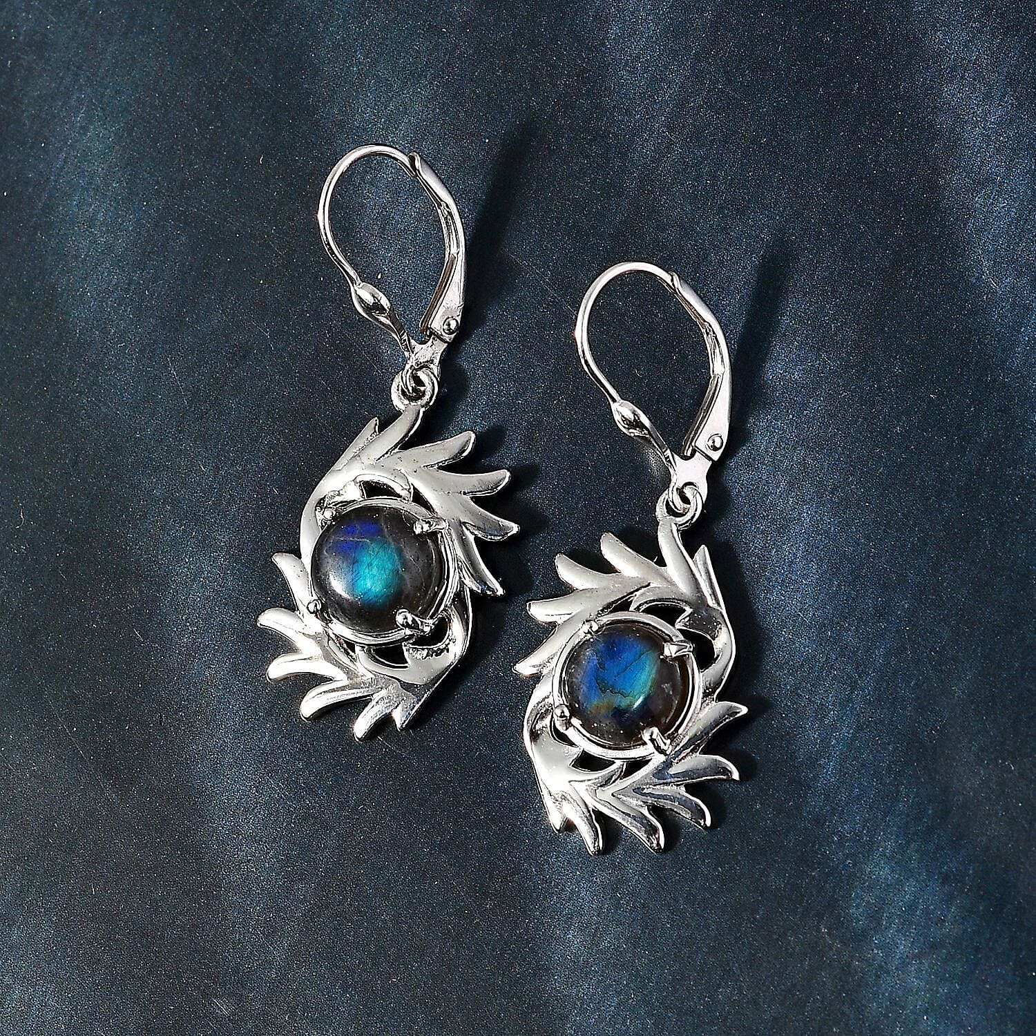 Malagasy Labradorite 4.90 ctw Earrings in Rhodium Over Sterling Silver