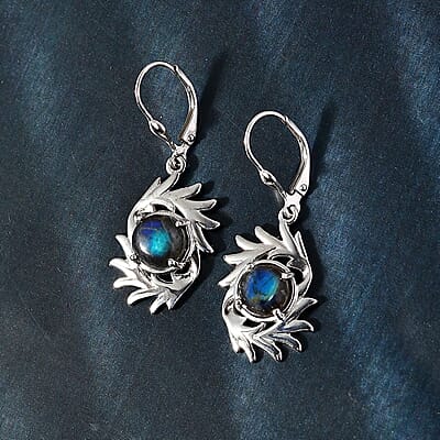 Malagasy Labradorite 4.90 ctw Earrings in Rhodium Over Sterling Silver