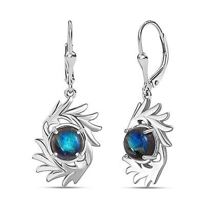 Malagasy Labradorite 4.90 ctw Earrings in Rhodium Over Sterling Silver