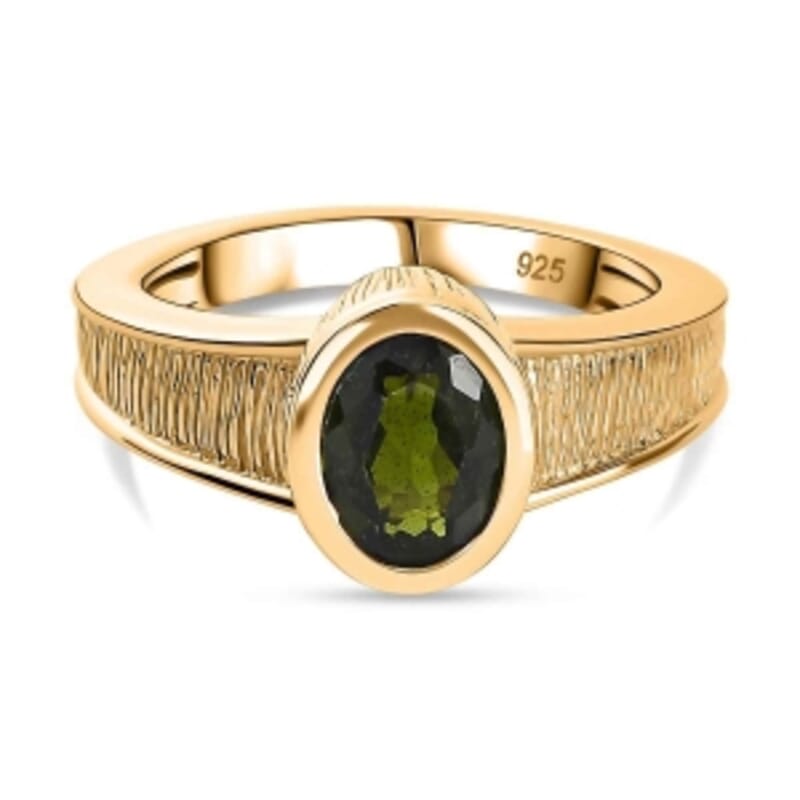 Chrome Diopside 1.05 ctw Ring in Vermeil Yellow Gold Over Sterling Silver (Size 9)