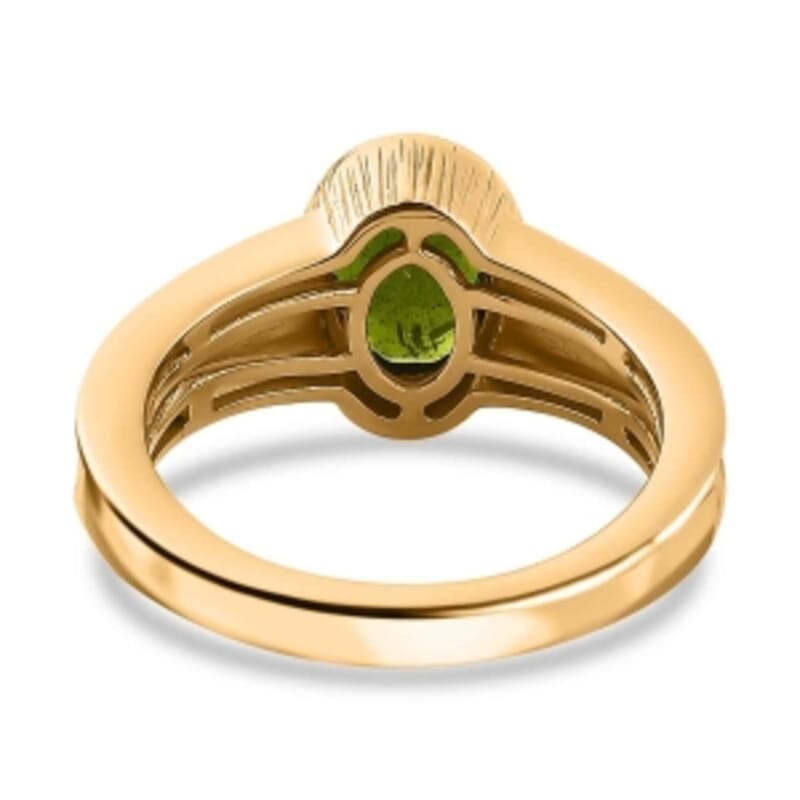 Chrome Diopside 1.05 ctw Ring in Vermeil Yellow Gold Over Sterling Silver (Size 9)