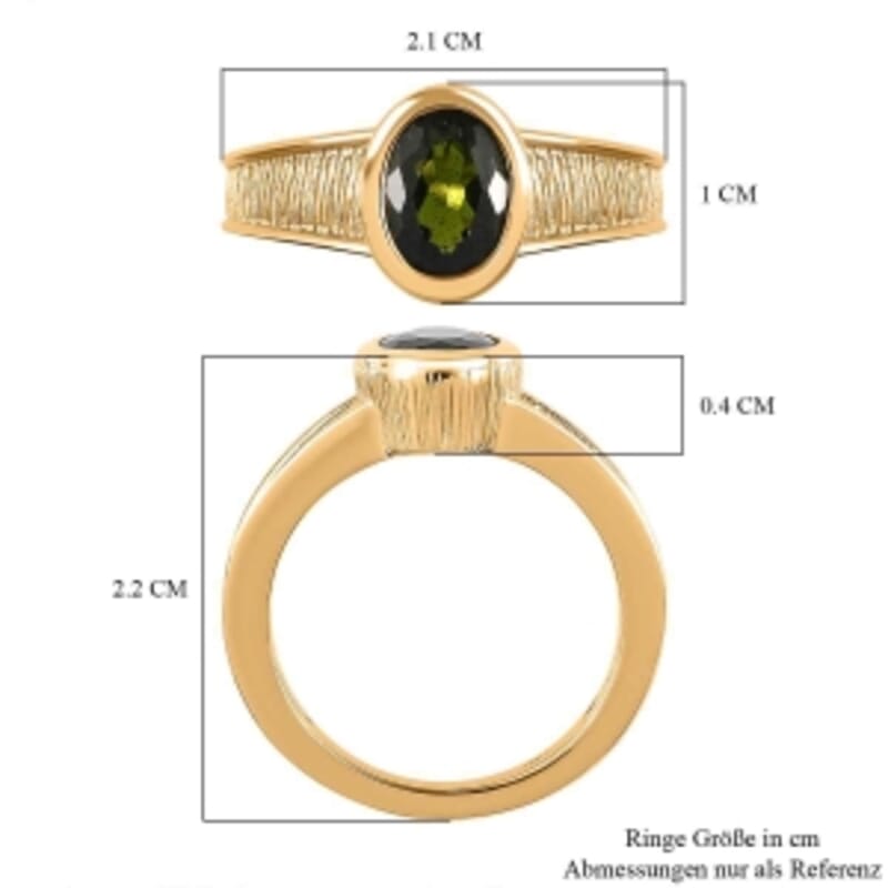 Chrome Diopside 1.05 ctw Ring in Vermeil Yellow Gold Over Sterling Silver (Size 9)