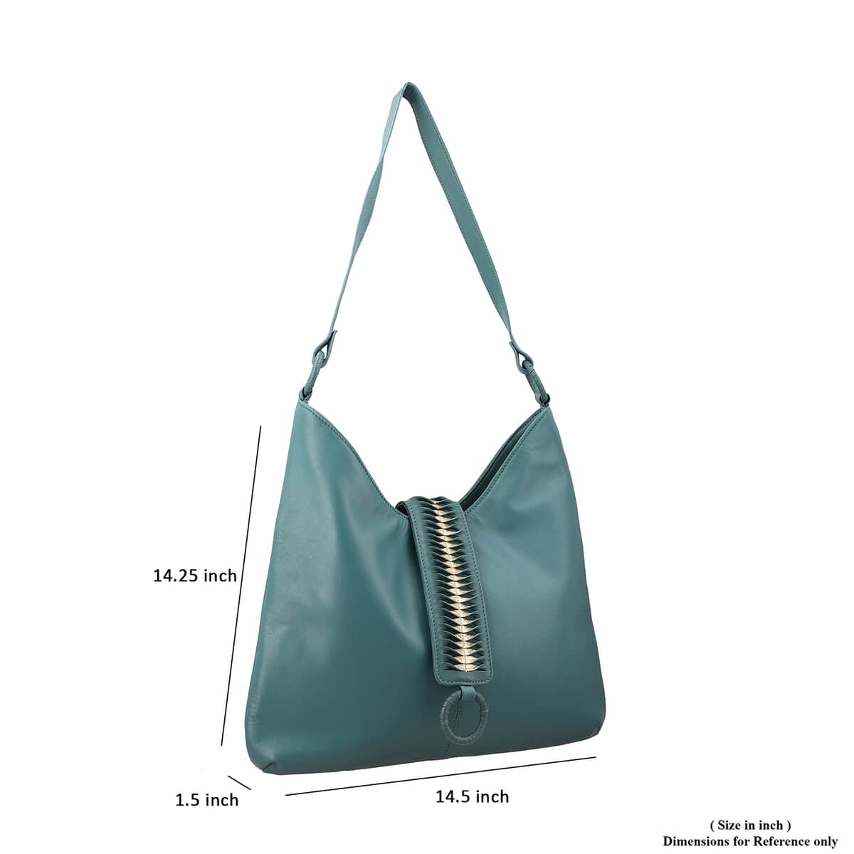 Set of 2 Turquoise Pintuck Pattern Genuine Leather Shoulder Bag and Crossbody Bag image number 2