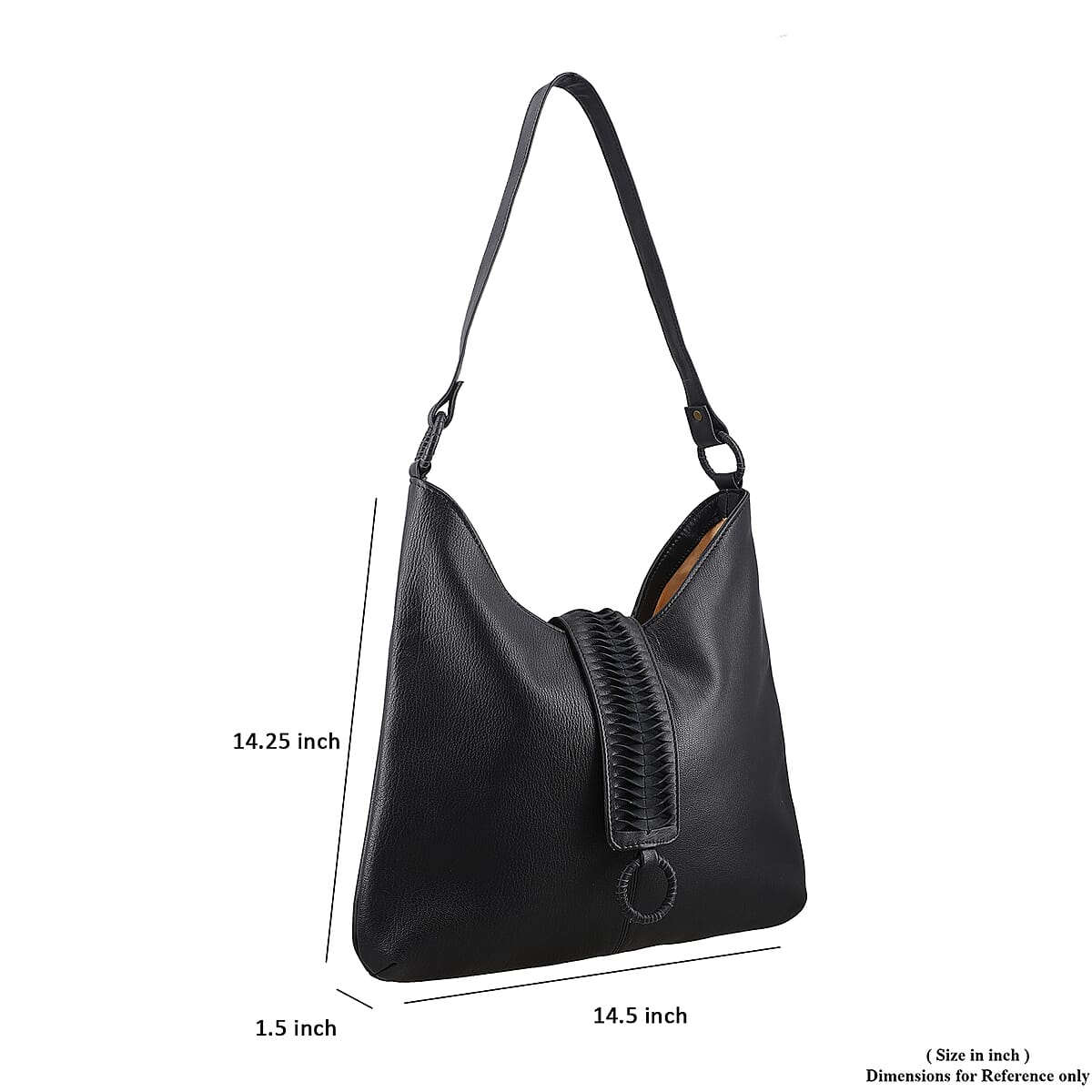 Set of 2 Black Pintuck Pattern Genuine Leather Shoulder Bag and Crossbody Bag image number 2