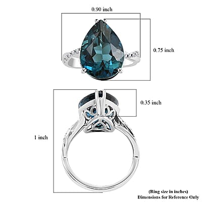 Certified and Appraised Luxoro 10K White Gold AAA London Blue Topaz and I2 Diamond Ring (Size 5.0) 10.85 ctw