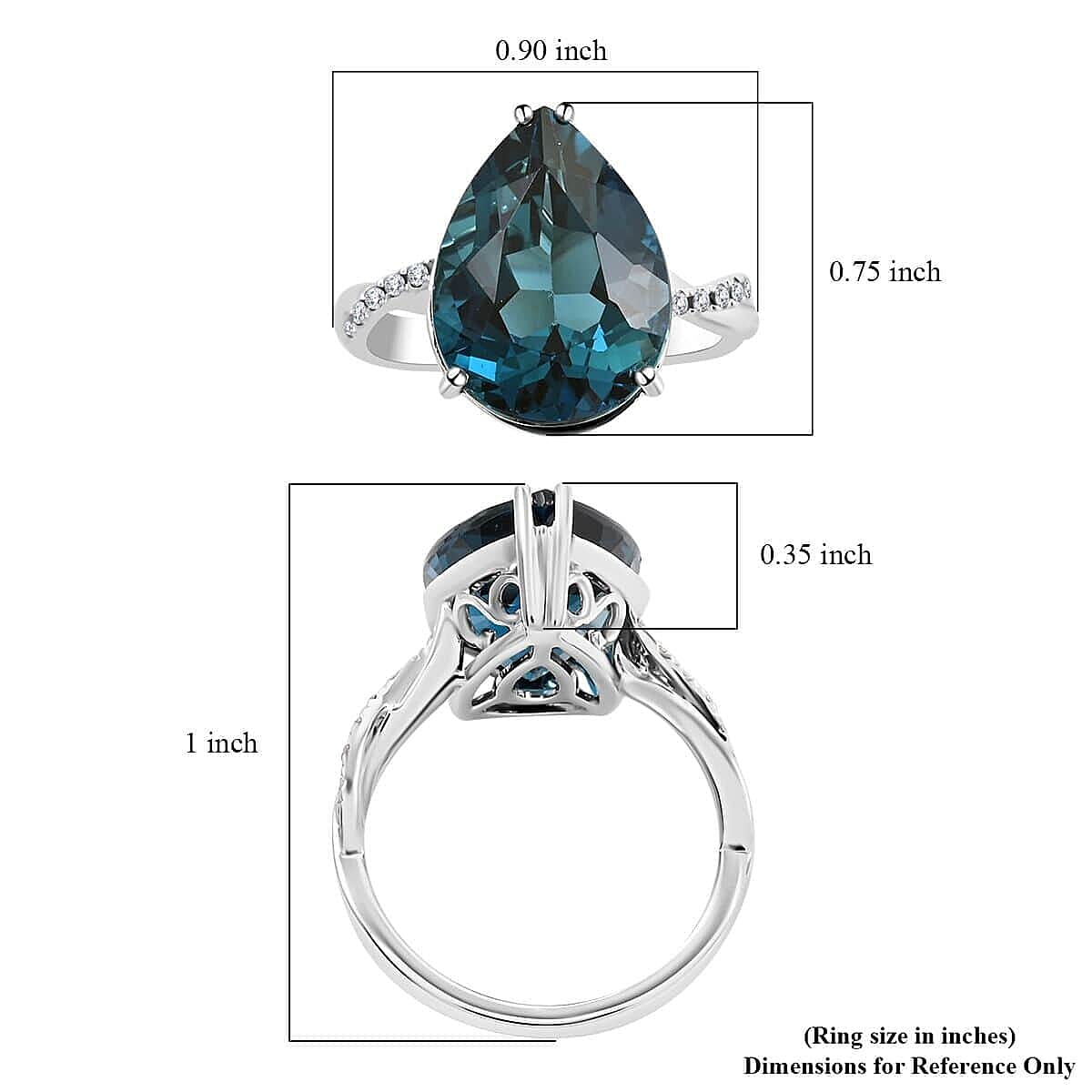 Certified and Appraised Luxoro 10K White Gold AAA London Blue Topaz and I2 Diamond Ring (Size 6.5) 10.85 ctw image number 5