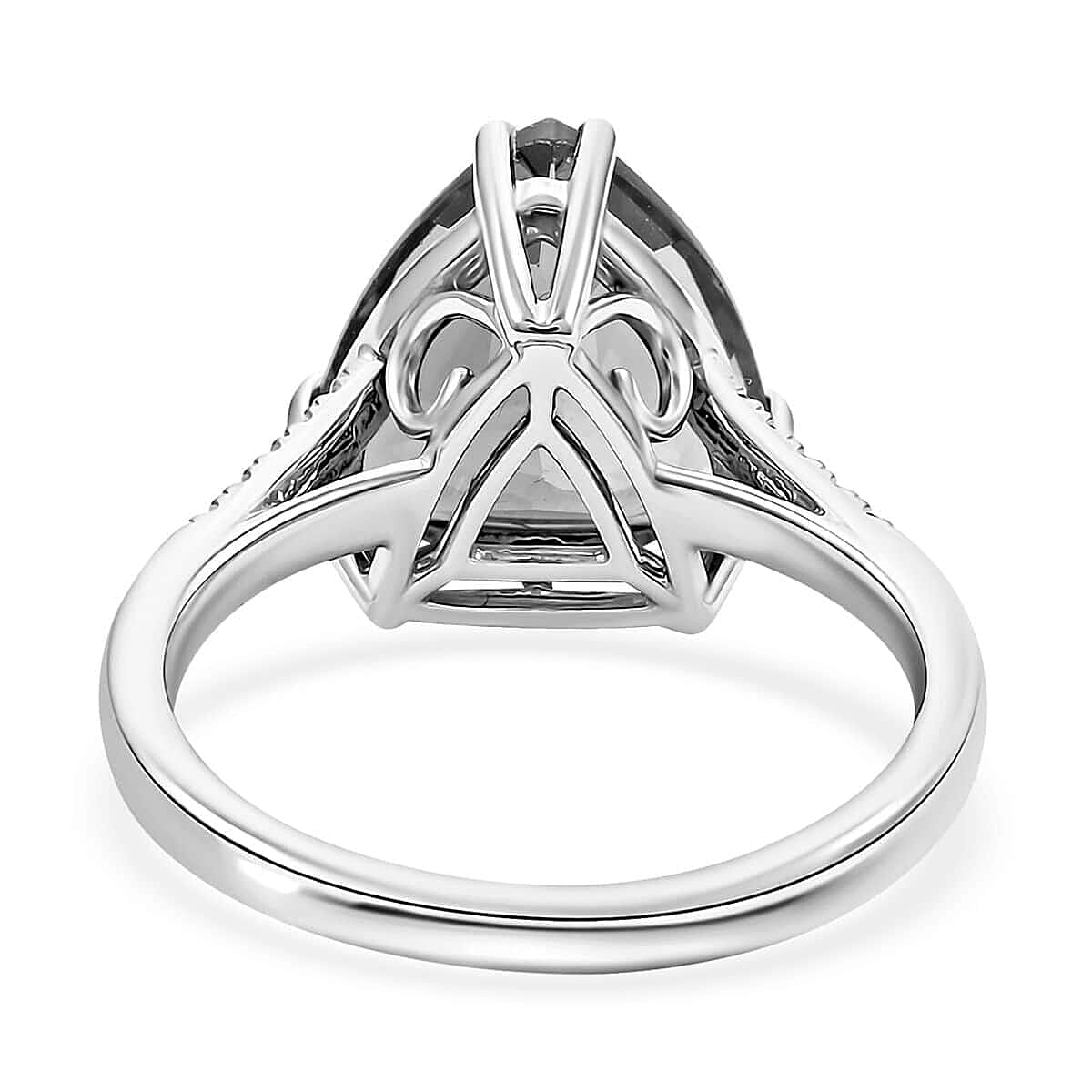 Certified and Appraised Luxoro 10K White Gold AAA London Blue Topaz and I2 Diamond Ring (Size 10.5) 6.00 ctw image number 4