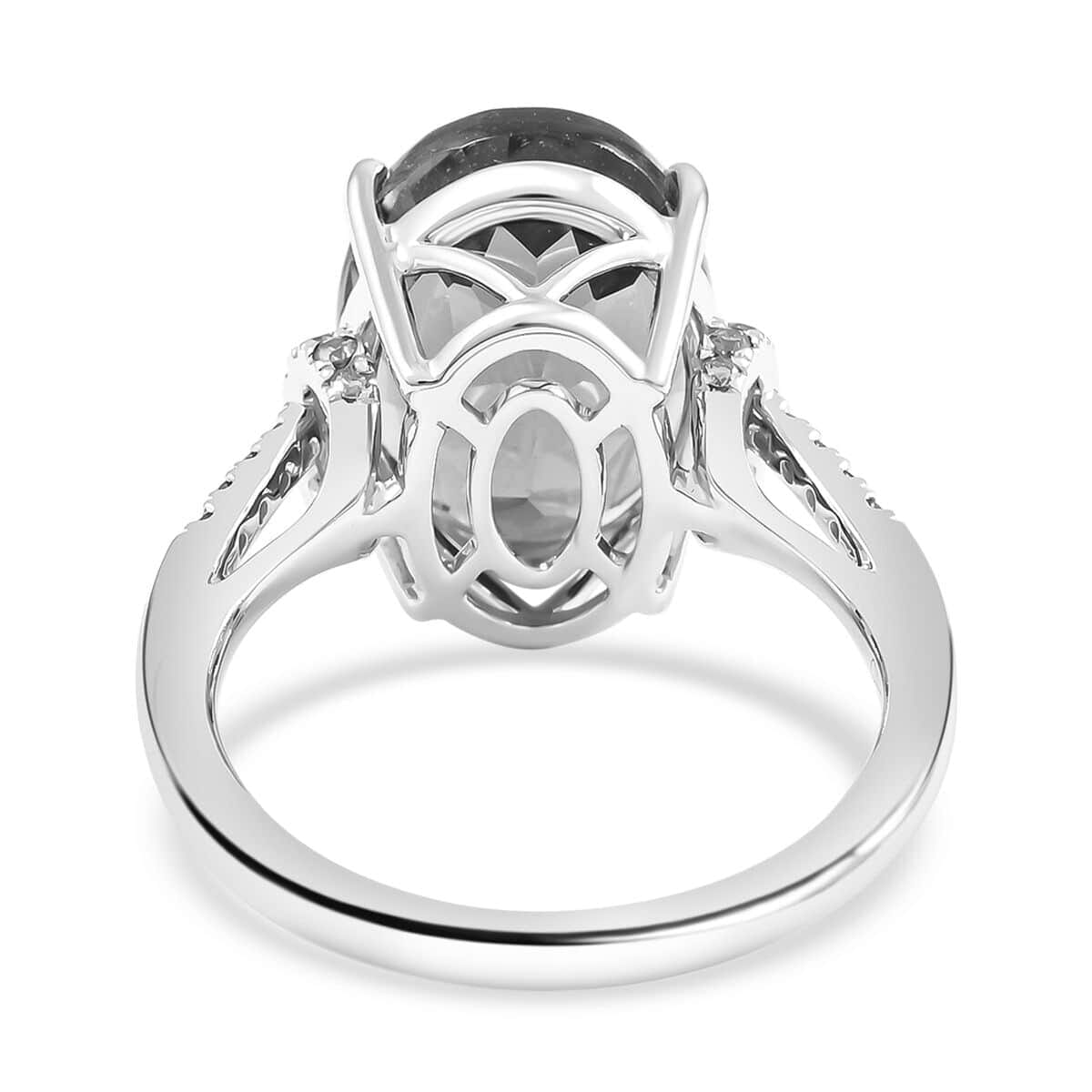 10K White Gold  AAA  London Blue Topaz, White Diamond I2 Ring ,  Gold Wt. 3.1 g 7.35 ctw image number 4