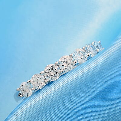 Luxuriant Lab Grown Diamond SI Ring in Platinum Over Sterling Silver (Size 6.0) 1.00 ctw