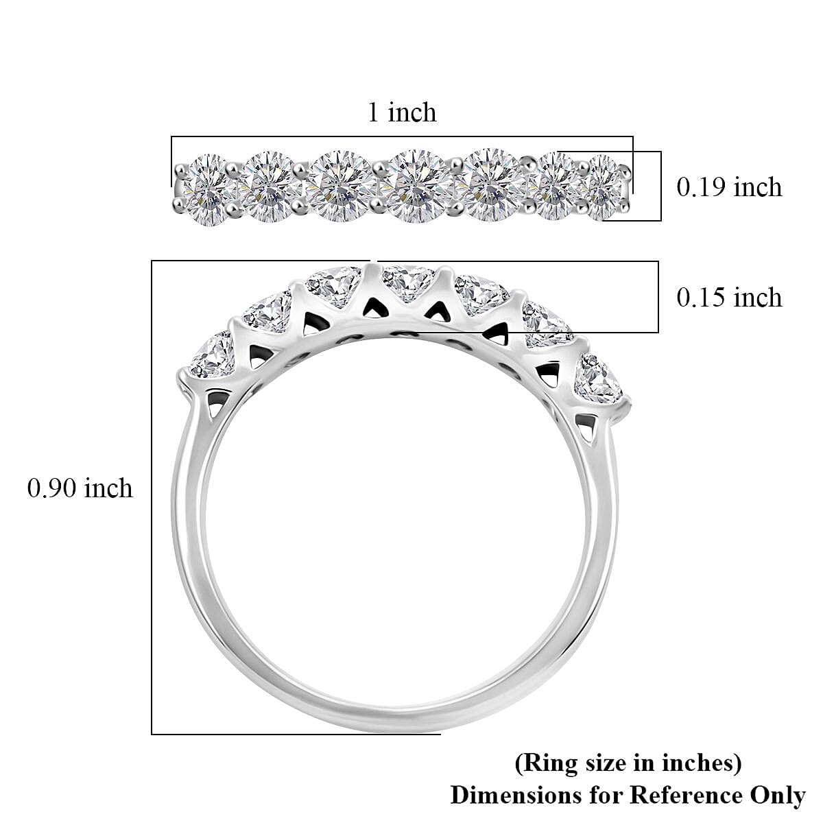 Luxuriant Lab Grown Diamond SI Ring in Platinum Over Sterling Silver (Size 6.0) 1.00 ctw