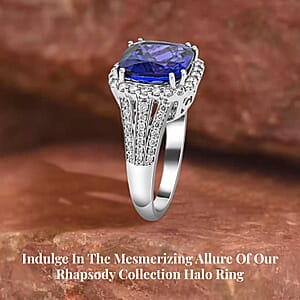 Certified & Appraised Rhapsody AAAA Tanzanite and E-F VS Diamond 5.65 ctw Ring in 950 Platinum (Size 8.5) 8.75 Grams