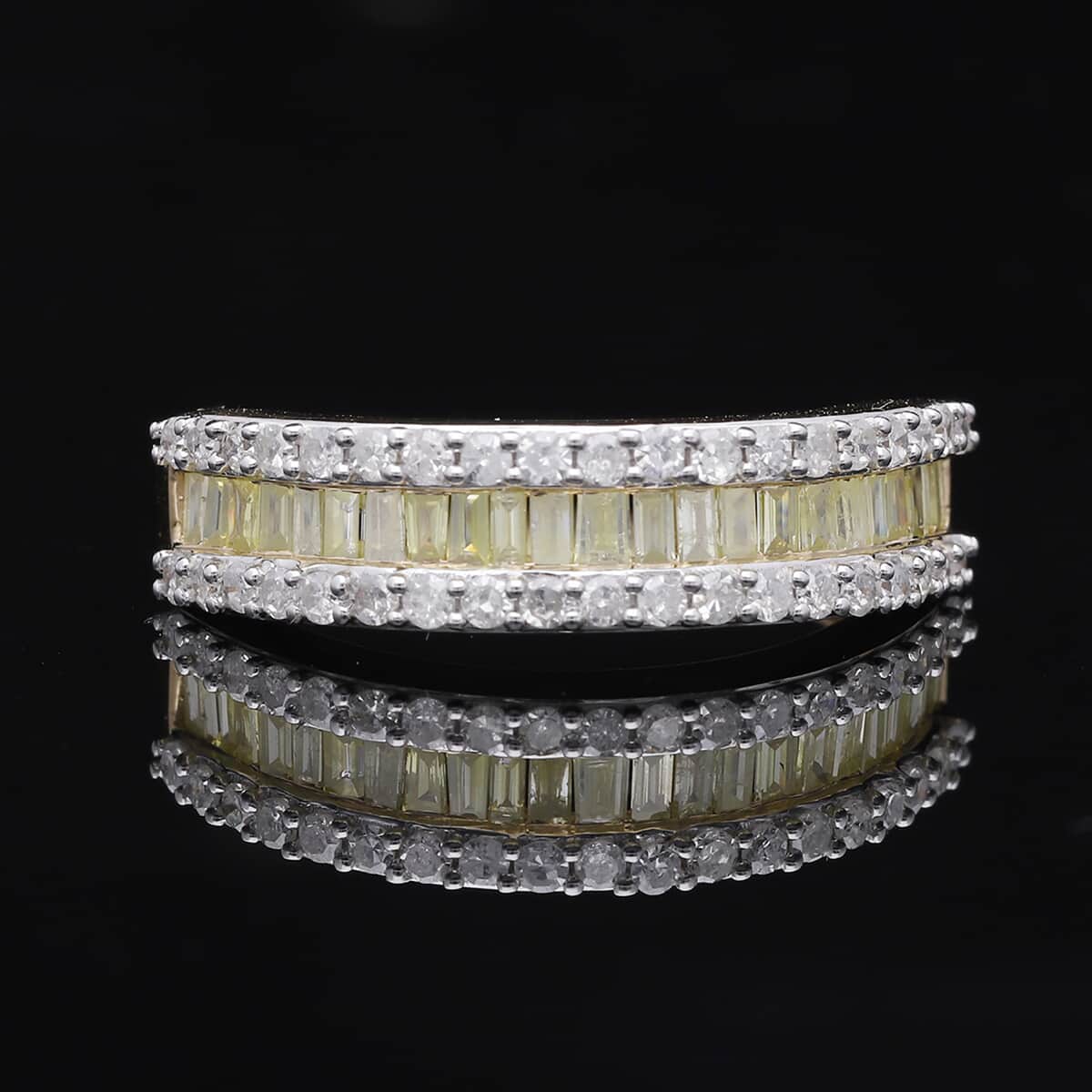 Luxoro 14K Yellow Gold I3 Natural Yellow and White Diamond Half Eternity Band Ring (Size 6.0) 1.00 ctw image number 1