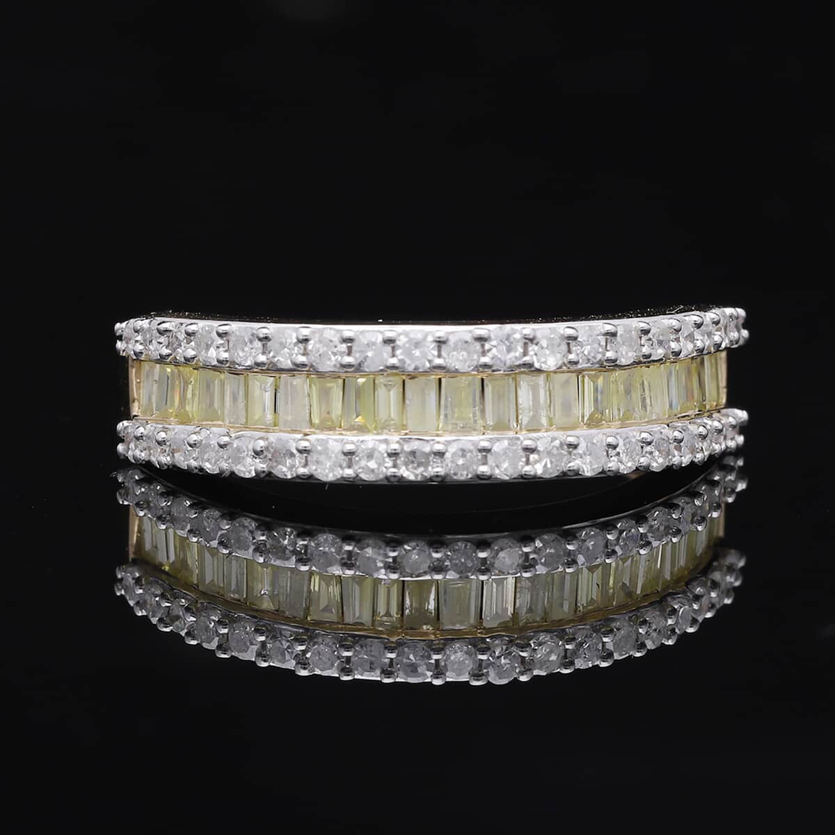 Luxoro I3 Natural Yellow and White Diamond 1.00 ctw Half Eternity Band Ring in 14K Yellow Gold (Size 7.0) image number 1