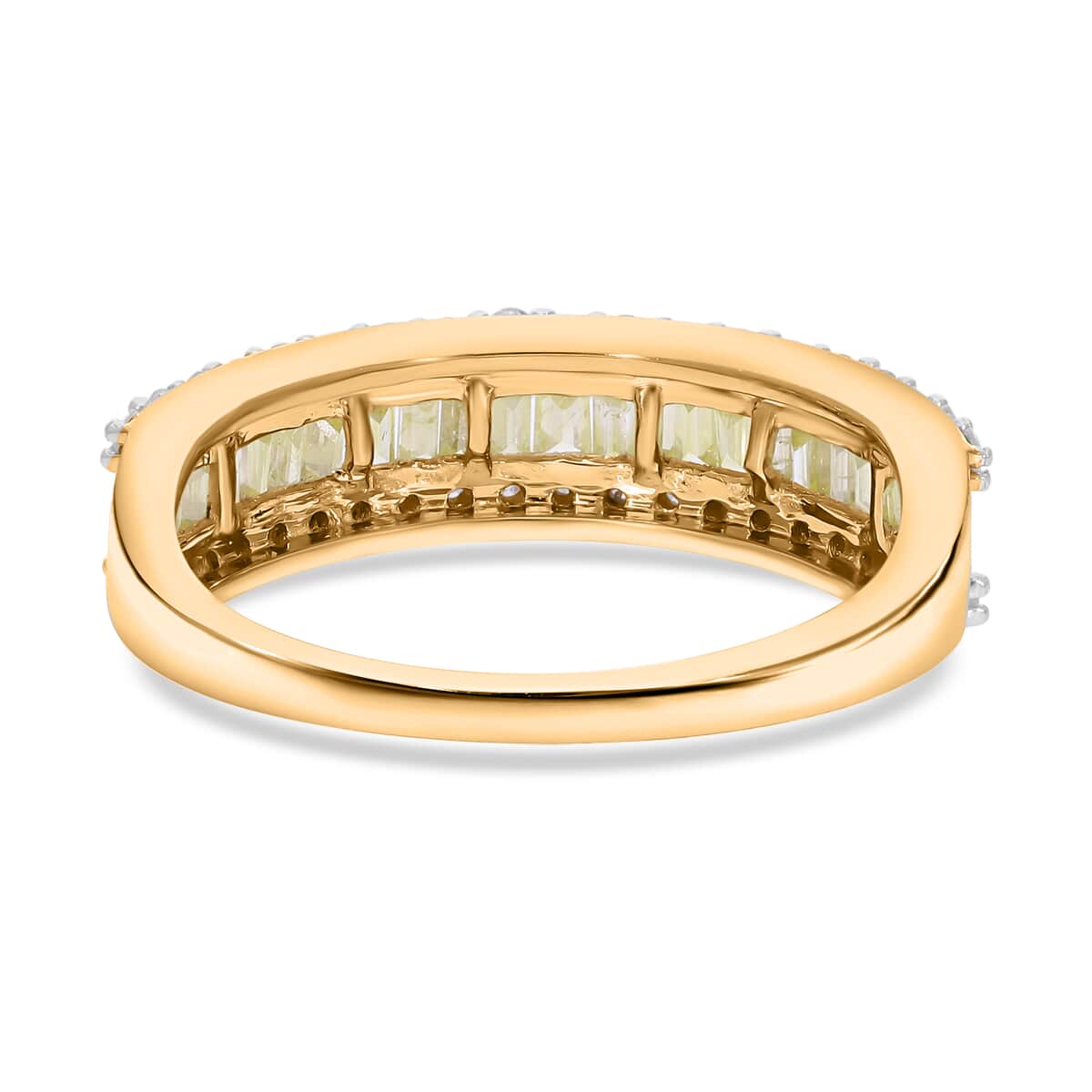 Luxoro I3 Natural Yellow and White Diamond 1.00 ctw Half Eternity Band Ring in 14K Yellow Gold (Size 7.0) image number 4