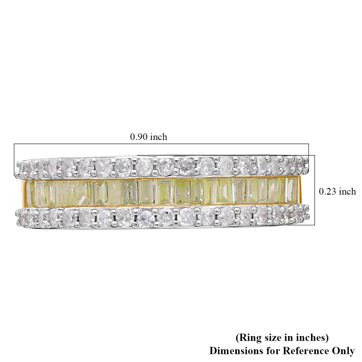 Luxoro I3 Natural Yellow and White Diamond 1.00 ctw Half Eternity Band Ring in 14K Yellow Gold (Size 7.0) image number 5