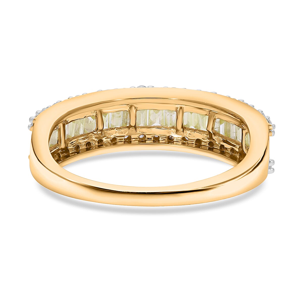 Luxoro I3 Natural Yellow and White Diamond 1.00 ctw Half Eternity Band Ring in 14K Yellow Gold (Size 9.0) image number 4