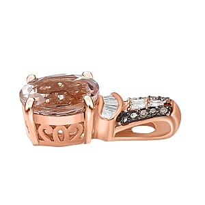 Morganite and Natural Champagne Diamond 1.22 ctw Pendant in Vermeil RG Over Sterling Silver