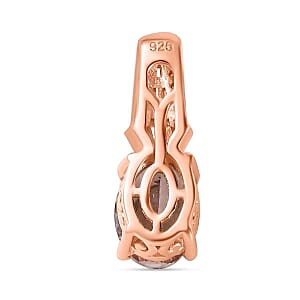 Morganite and Natural Champagne Diamond 1.22 ctw Pendant in Vermeil RG Over Sterling Silver