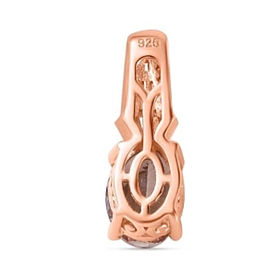 Morganite and Natural Champagne Diamond 1.22 ctw Pendant in Vermeil RG Over Sterling Silver