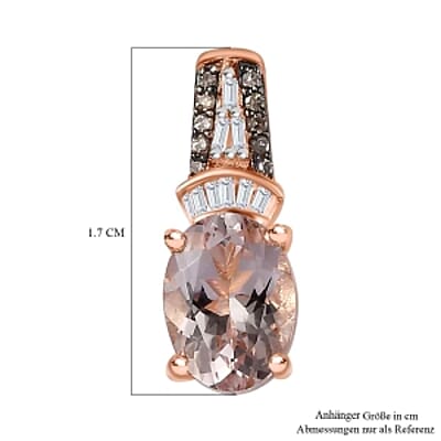 Morganite and Natural Champagne Diamond 1.22 ctw Pendant in Vermeil RG Over Sterling Silver