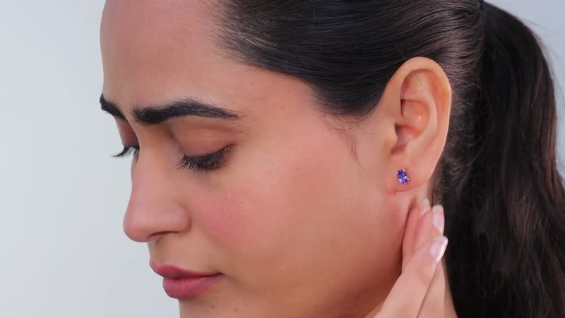 Luxoro 10K Yellow Gold Premium Tanzanite Stud Earrings 1.15 ctw