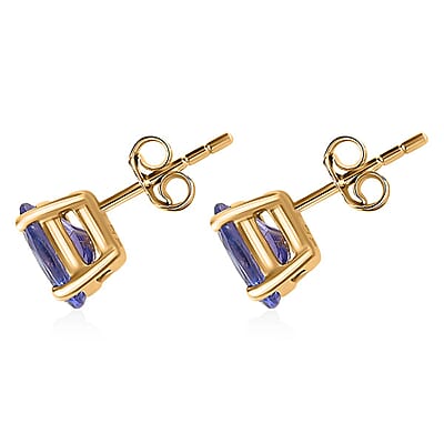 Luxoro 10K Yellow Gold Premium Tanzanite Stud Earrings 1.15 ctw