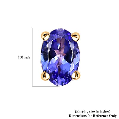 Luxoro 10K Yellow Gold Premium Tanzanite Stud Earrings 1.15 ctw