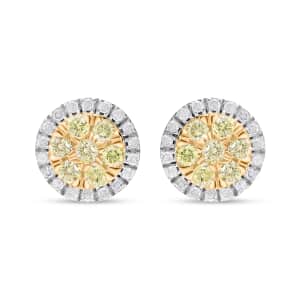 10K Yellow Gold Natural Yellow and White Diamond I2-I3 Stud Earrings 0.50 ctw