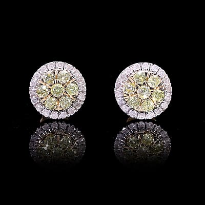 Luxoro 10K Yellow Gold Natural Yellow and White Diamond I2-I3 Stud Earrings 0.50 ctw
