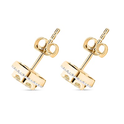 Luxoro 10K Yellow Gold Natural Yellow and White Diamond I2-I3 Stud Earrings 0.50 ctw