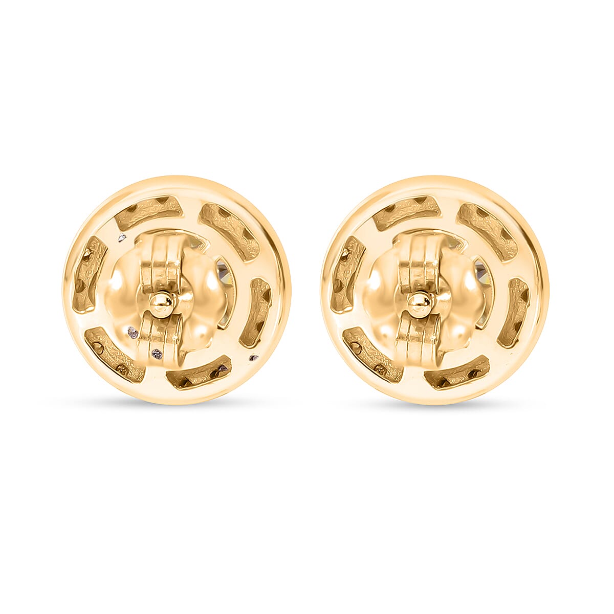 Luxoro 10K Yellow Gold Natural Yellow and White Diamond I2-I3 Stud Earrings 0.50 ctw