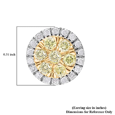 Luxoro 10K Yellow Gold Natural Yellow and White Diamond I2-I3 Stud Earrings 0.50 ctw