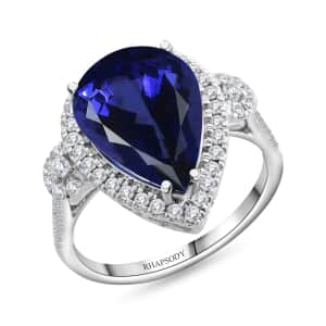 One Of A Kind Certified & Appraised Rhapsody 950 Platinum AAAA Tanzanite and E-F VS Diamond Ring (Size 10.5) 8.65 Grams 7.50 ctw