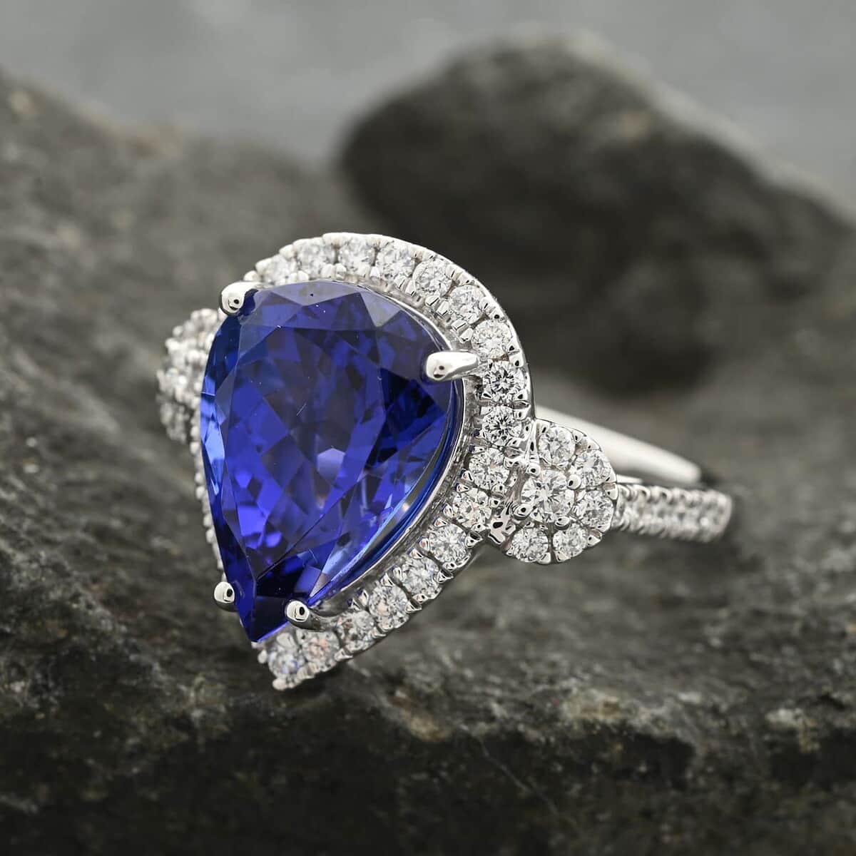 One Of A Kind Certified & Appraised Rhapsody 950 Platinum AAAA Tanzanite and E-F VS Diamond Ring (Size 10.5) 8.65 Grams 7.50 ctw image number 1