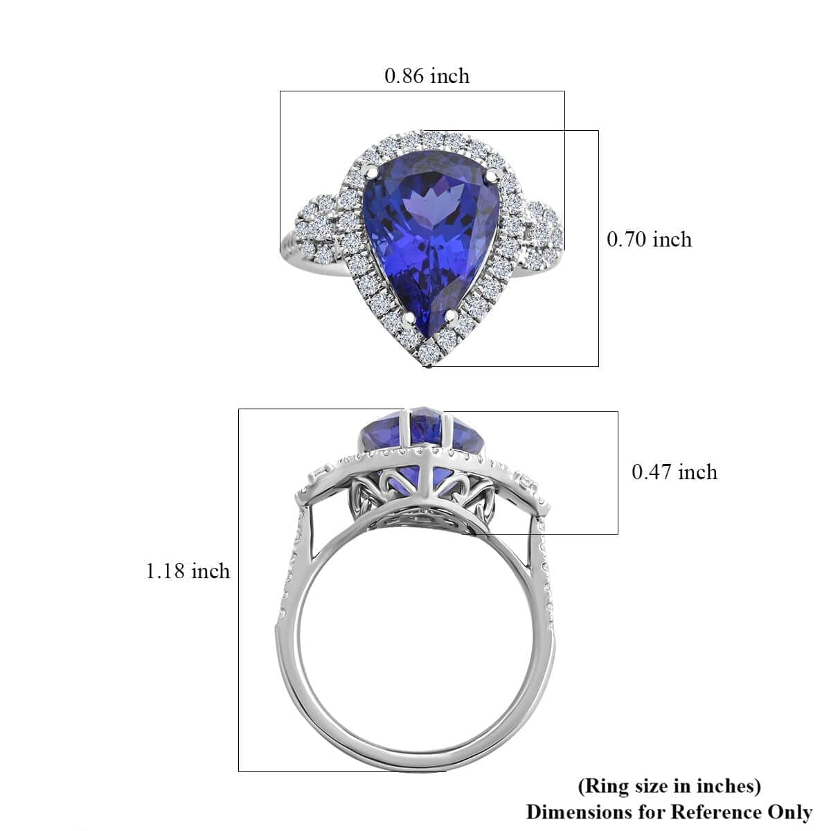 One Of A Kind Certified & Appraised Rhapsody 950 Platinum AAAA Tanzanite and E-F VS Diamond Ring (Size 10.5) 8.65 Grams 7.50 ctw image number 5