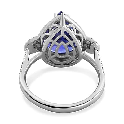 One Of A Kind Certified & Appraised Rhapsody 950 Platinum AAAA Tanzanite and E-F VS Diamond Ring (Size 11.0) 8.65 Grams 7.50 ctw