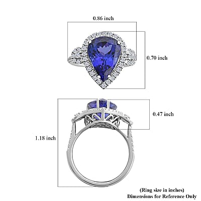One Of A Kind Certified & Appraised Rhapsody 950 Platinum AAAA Tanzanite and E-F VS Diamond Ring (Size 5.0) 8.65 Grams 7.50 ctw