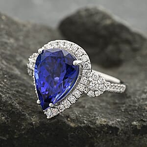 One Of A Kind Certified & Appraised Rhapsody 950 Platinum AAAA Tanzanite and E-F VS Diamond Ring (Size 8.5) 8.65 Grams 7.50 ctw