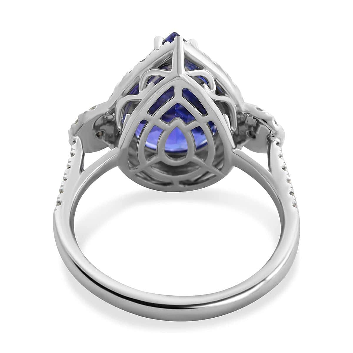 One Of A Kind Certified & Appraised Rhapsody 950 Platinum AAAA Tanzanite and E-F VS Diamond Ring (Size 8.5) 8.65 Grams 7.50 ctw image number 4