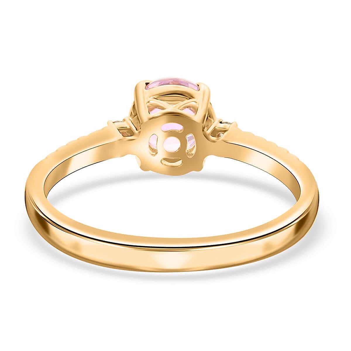Luxoro 14K Yellow Gold AAA Patroke Kunzite and G-H I2 Diamond Ring (Size 6.5) 2.00 ctw image number 4