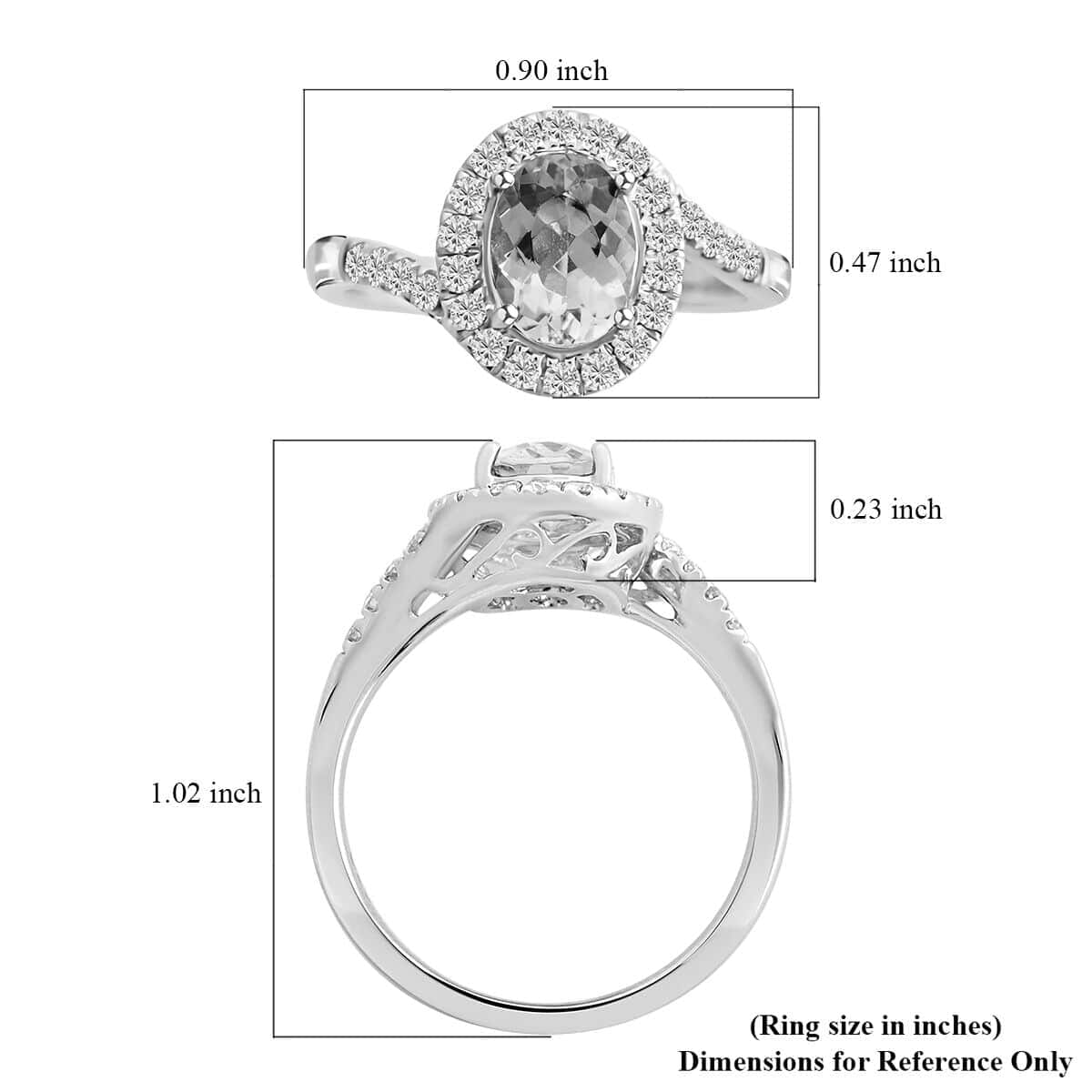 Luxoro 14K White Gold AAA Santa Maria Aquamarine and G-H I2 Diamond Ring (Size 7.5) 4.10 Grams 1.50 ctw image number 5