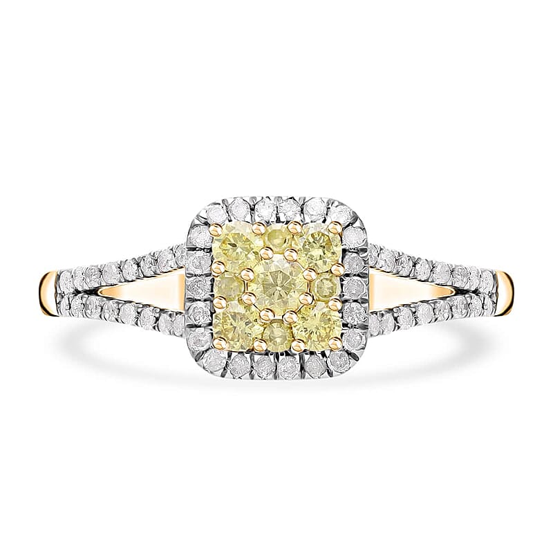 Luxoro 10K Yellow Gold Natural Yellow and White Diamond I2-I3 Ring (Size 10.0) 0.50 ctw