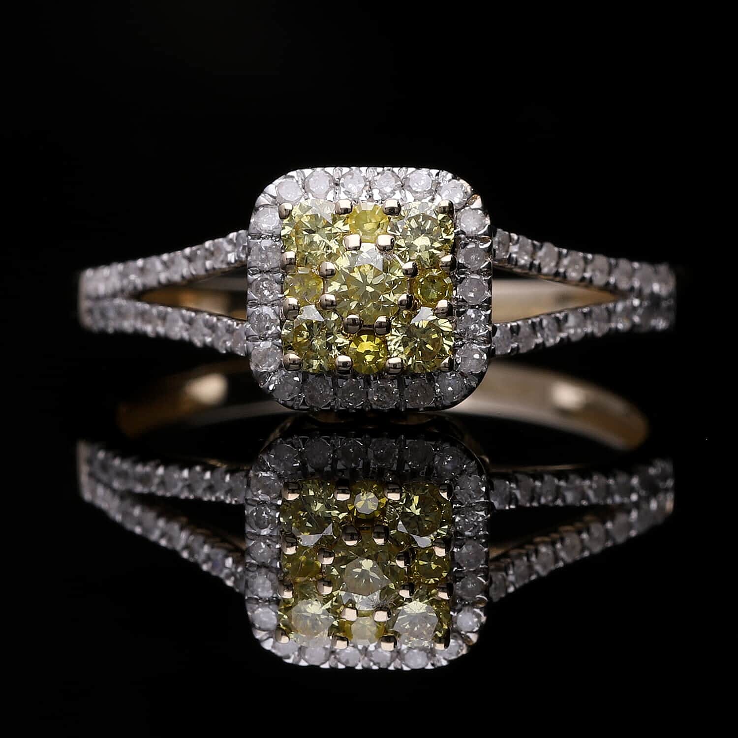 Luxoro 10K Yellow Gold Natural Yellow and White Diamond I2-I3 Ring (Size 10.0) 0.50 ctw