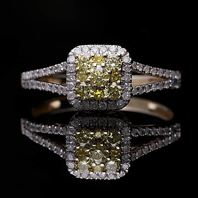 Luxoro 10K Yellow Gold Natural Yellow and White Diamond I2-I3 Ring (Size 10.0) 0.50 ctw