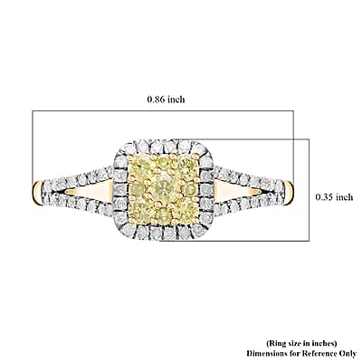 Luxoro 10K Yellow Gold Natural Yellow and White Diamond I2-I3 Ring (Size 10.0) 0.50 ctw