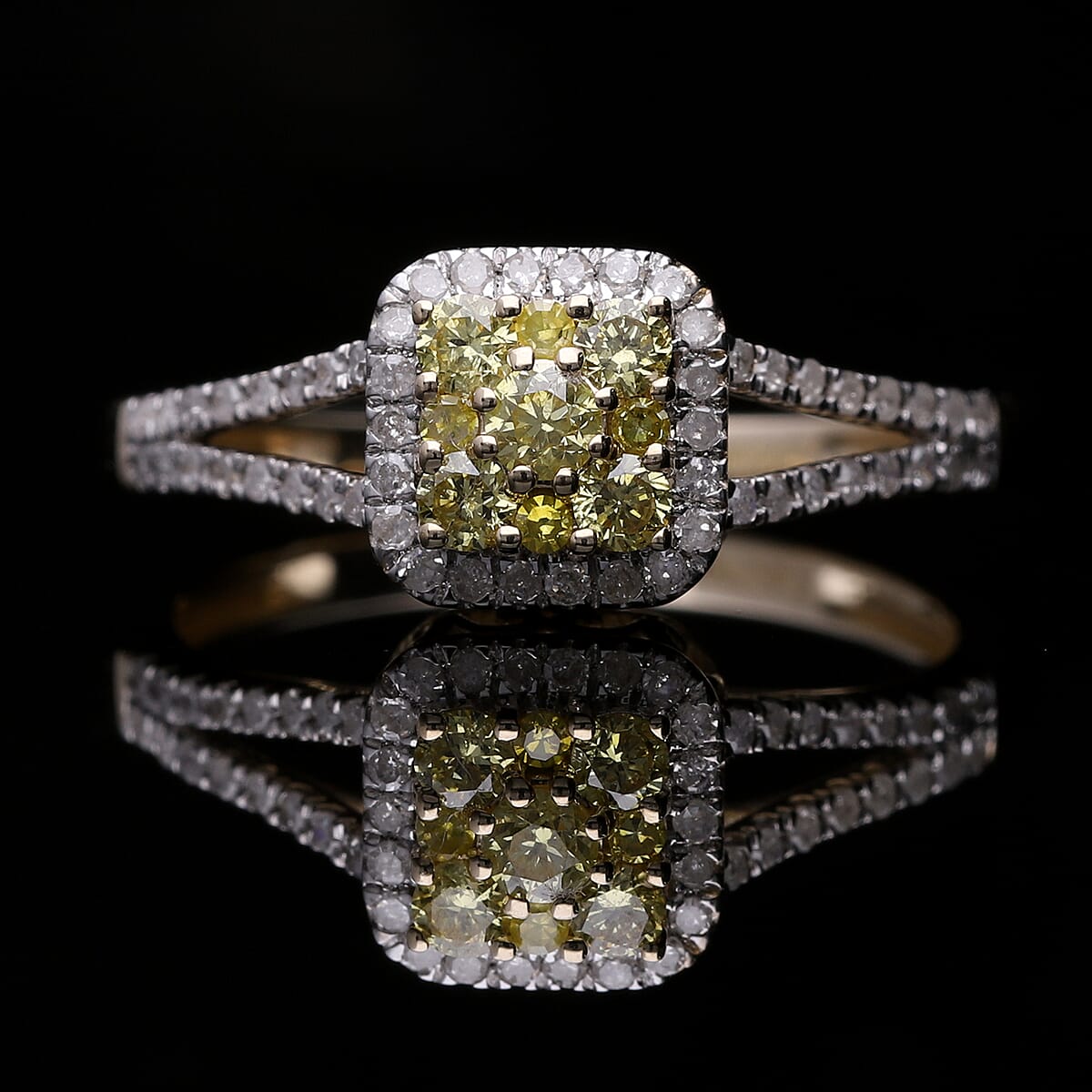 Luxoro 10K Yellow Gold Natural Yellow and White Diamond I2-I3 Ring (Size 6.0) 0.50 ctw image number 1