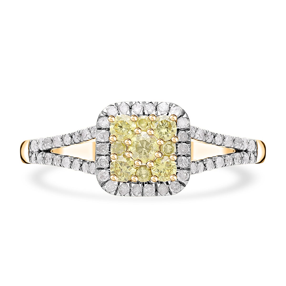 Luxoro 10K Yellow Gold Natural Yellow and White Diamond (I2-I3) Ring (Size 10.0) 0.50 ctw