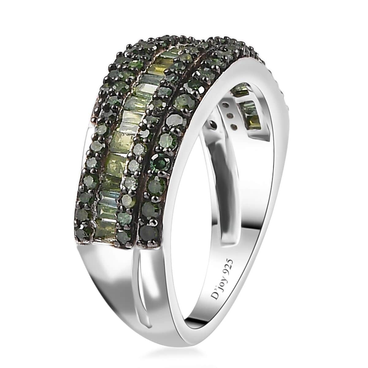 Green Diamond Ring in Rhodium Over Sterling Silver 1.00 ctw (Del. in 8-10 Days) image number 3
