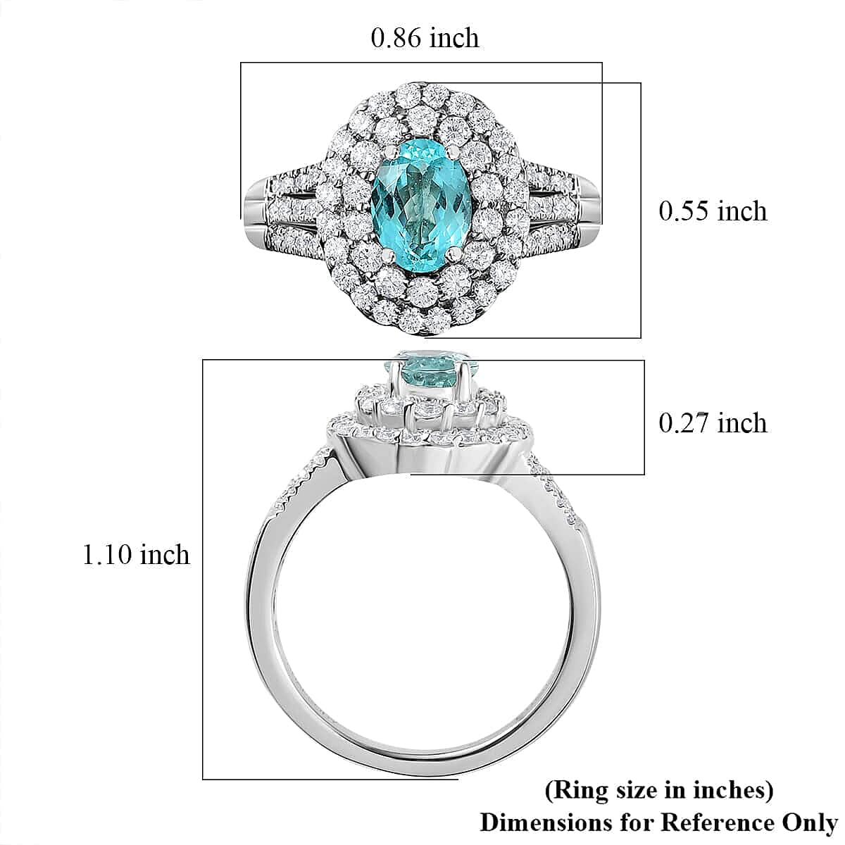 Certified & Appraised Rhapsody 950 Platinum AAAA Paraiba Tourmaline and E-F VS Diamond Double Halo Ring (Size 11.0) 9.20 Grams 2.00 ctw image number 5