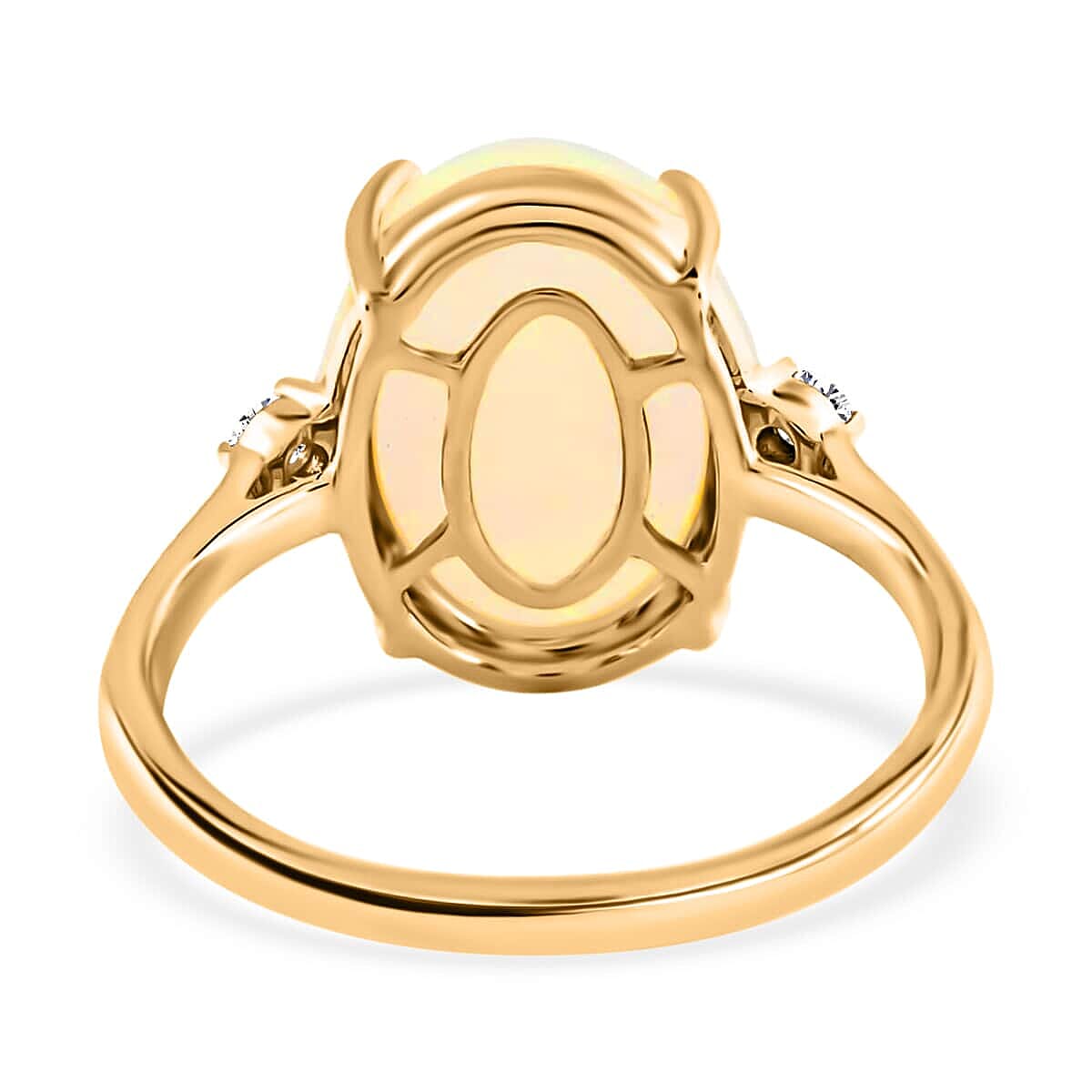 Certified & Appraised Luxoro AAA Ethiopian Welo Opal and Diamond Accent 3.60 ctw Ring in 14K Yellow Gold, Opal Three Stone Ring, Wedding Rings (Size 7) image number 5